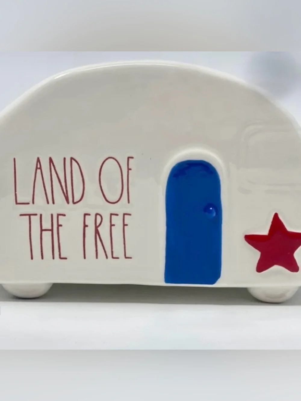 Rae Dunn LAND OF THE FREE Camper Trailer Patriotic Decor